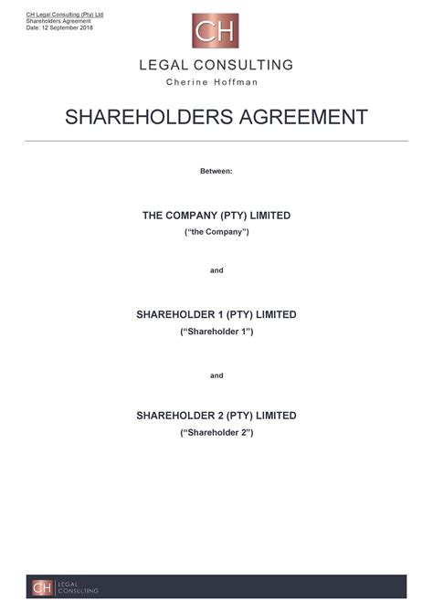 Shareholders Agreement Template Australia
